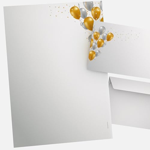 Briefpapier Set mit Umschlägen „Alles Gute“ – 50 Teile: 25 Blatt Motivpapier DIN A4 & 25 Briefumschläge DIN LANG – für Glückwünsche & Einladungen