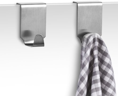 Zeller 24856 Handtuchhaken für Schranktür, 2er-Set, Edelstahl, L 4 x B 5 x H 6 cm