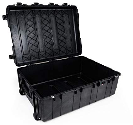 PELI 1730 contenedor de transporte grande con ruedas de alta resistencia y a prueba de golpes, IP67 estanco e impermeable al polvo, 167L de capacidad, fabricado en EE.UU., sin espuma, color negro