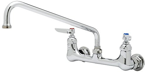 T&S Brass B-0230-14-CR-SC Wall Mount Mixing Faucet, CV Cerama Cartridges, 14 Swing Nozzle and Lever Handles, 8