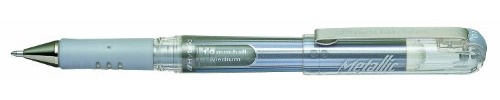 Pentel K230-ZO Hybrid Gel Metallic Grip DX Tintenroller mit pigmentierter Tinte, 12-er Packung, silber