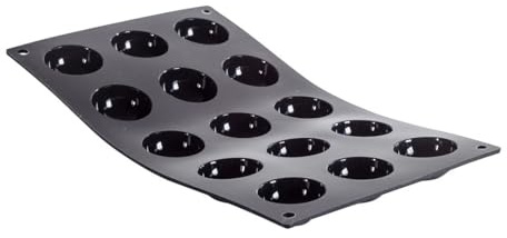 de Buyer - Platte mit 15 Mini-Halbkugeln MOUL FLEX aus Silikon - 17,5 x 30 cm, Durchmesser 4 cm - 1961.02, Schwarz
