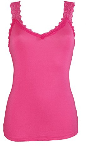 Miss Rouge - Top, camiseta de tirantes de encaje fucsia Talla única