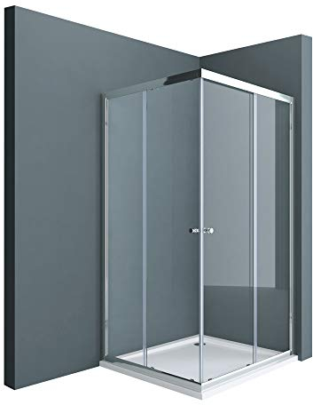 Sogood Duschkabine 80x80cm Eckeinstieg Schiebetür Duschabtrennung Klarglas Eckdusche 6mm ESG Glas Höhe 190cm Links/Rechts montierbar Rav16K