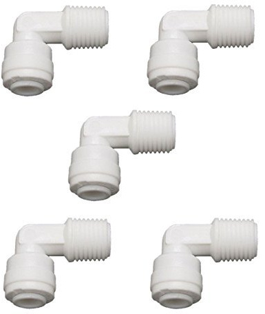MALIDA 1/8 Male Thread to 1/4 Tube Elbow Quick Connect Fitting, Adapter for Reverse Osmosis Water Filter System,Pack of 5