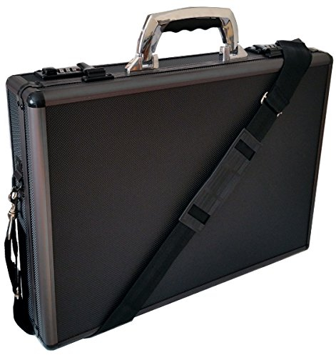 Aluminium-Aktentasche, Gepolsterte Laptoptasche, Schwarz