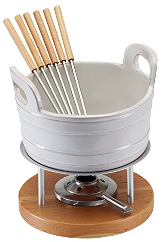 Kuhn Rikon 32203 Käsefondue Set, 7 Einheiten, Edelstahl, rot, 4 x 4 x 15 cm
