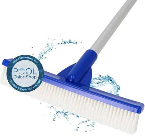 Duraol Pool Bürste mit Teleskopstange 26cm I Poolbesen zur Poolreinigung I Pool Reinigungsbürste ideal für Aufstellbecken I Robuster Pool Schrubber I Hochwertiges Pool Zubehör