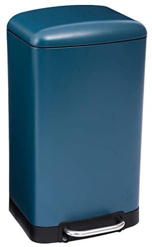 5Five - Cubo de basura metálico para cocina Ariane de 30 l en azul pato - Cubo extraíble y asa trasera - Cierre silencioso
