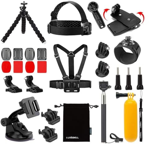 Luxebell Accessories Kit for AKASO EK5000 EK7000 4K WiFi Action Camera GoPro Hero 12 11 10 9 8 7 6 5/Session 5/Hero 4/3+/3/2/1 Max Fusion SJ4000 SJ5000 (14-in-1)