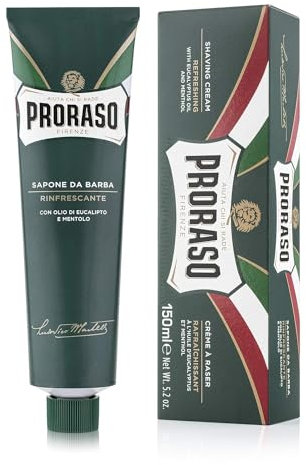 Proraso Shaving Cream Tube, 150 ml, erfrischende, belebende und cremige Rasierseife für Herren, mit Eukalyptusöl und Menthol, Made in Italy, Grün