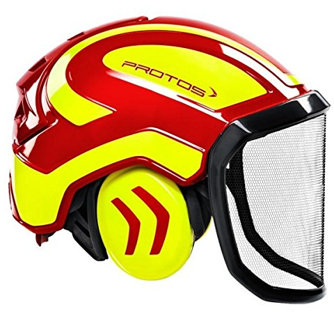 Protos 204002-10-12 Forsthelm,feines Visier, gelb/rot