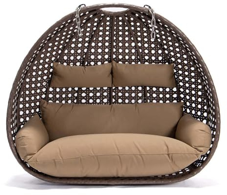 HOME DELUXE - Poltrona sospesa TWIN - marrone, solo cestino - compresi cuscini di seduta e schienale I poltrona sospesa in polyrattan altalena da giardino cesto sospeso