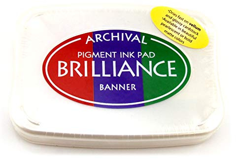 Tsukineko Brilliance Mehrfarbig Stempelkissen - Mehrere Farben, Banner 3 Varianten - Groß - Deckend, Wassbasis - Wasserfest - Embossing
