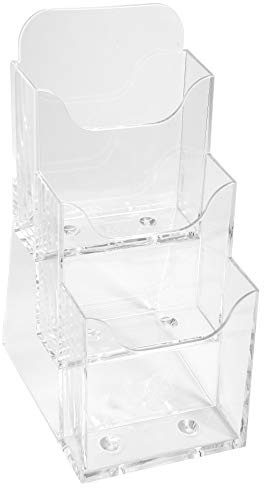 Exacompta - Ref. 73158D - 1 flyer dispenser on table - 3 compartments - Monobloc - Dimensions: Prof.11.2 x width.11.5 x Height.21.8 cm - Format to file DL-10x21 cm - Crystal