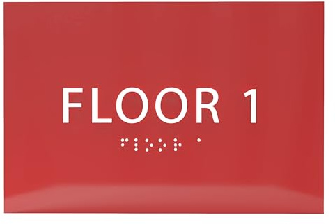 ADA CENTRAL SIGNS - 6 X4 Floor 1 Sign - ADA Compliant Tactile Graphics Grade 2 Braille Text | Wall Mount Plastic Directional Assistance, Floor Number Sign for Office, Schools, Hospitals, Apartments
