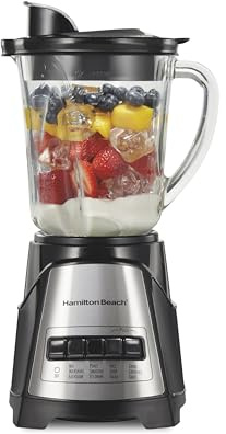 Hamilton Beach Power Elite Wave Action Blender For Smoothies, 40 Oz Glass Jar, 12 Functions Including Puree, Crush Ice, 700 Watts - Black (58148A)