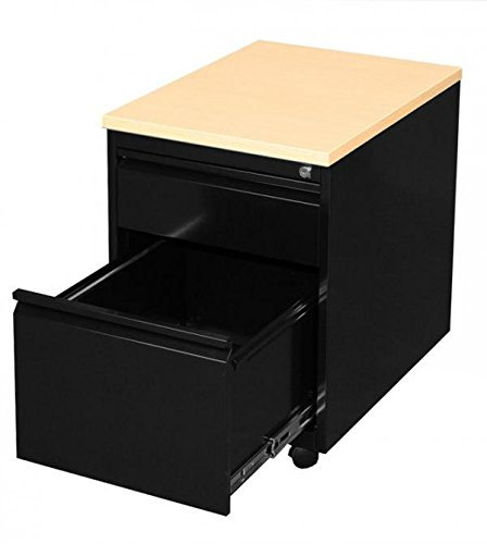 Lüllmann Büro Rollcontainer komplett montiert schwarz 1x Schublade 1x Hängeregistraturschublade für DIN A4 Hängemappen 62x46x60cm Bürocontainer 505201
