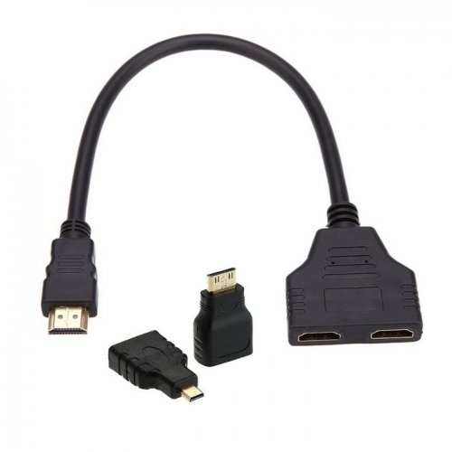 Cavo adattatore sdoppiatore HDMI a doppio HDMI femmina con adattatore micro e mini HDMI