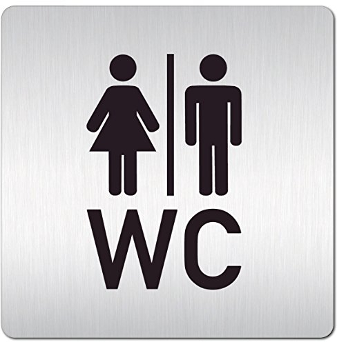 Türschilder24 XXL Schild - Türschild (B) • 125 x 125 mm • WC + Toilettten Piktogramm • 1,5 mm Aluminium Vollmaterial • 100% Made in Germany (WC - Piktogramm)