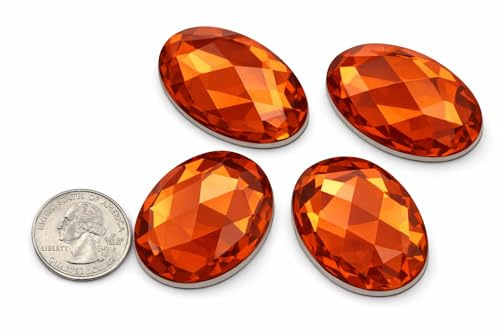 Allstarco KraftGenius Acryl-Strasssteine, 40 x 30 mm, orangefarbene Hyazinthe, groß, oval, flache Rückseite, Cosplay, Kostüm, Edelsteine, Kunststoffschmuck, Verzierungen, DIY, Handwerk, Edelsteine – 4