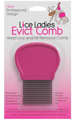 Lice and Nit Comb by Lice Ladies - Efficient Lice and Nit Removal | Lice Comb Safe for All Types of Hair | Stainless Steel Teeth with Non-Slip Handle | Durable and Reusable