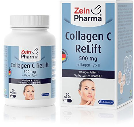 ZeinPharma Collagen C ReLift 500 mg Kapseln Monatspackung mit Hyaluronsäure Chondroitin Mangan Biotin Vitamin C Hergestellt in Deutschland g, Multicolour, Neutral, 45 g, (Pack of 60)