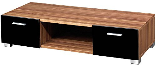 Premier Housewares 2402155 Fargo Meuble TV avec 2 Tiroirs en Placage de Noyer et Détail Laqué Noir