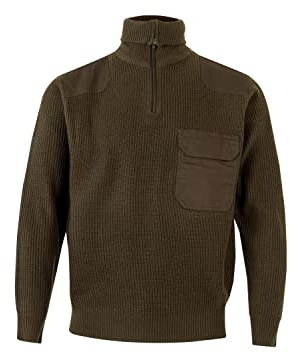 Velilla 101; Jersey punto grueso con cuello alto; color Verde caza; Talla 2XL