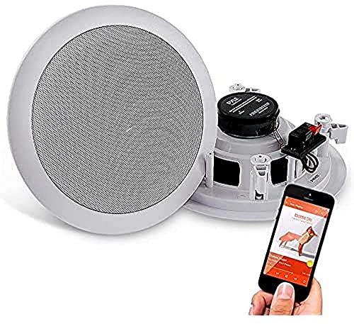 Pyle Altavoces empotrables, Bluetooth, Pared, Techo, 6.5”, 150W, Dos vias, Estereo, Estereo, Rejilla Redonda/Cuadrada Intercambiables