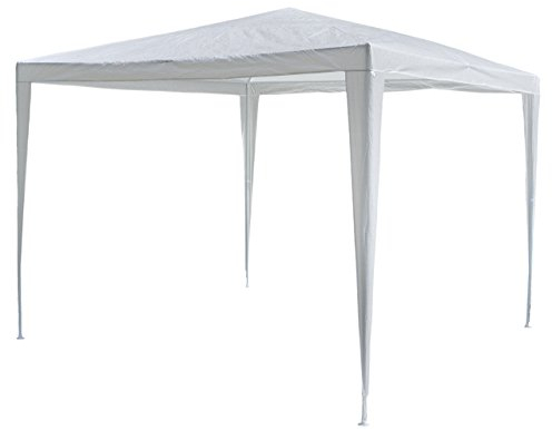Garten-Pavillon 3 x 3 m, wasserdicht, inklusive Heringe, Abspannseile, Eckverbinder, Material PE-Plane 110 g/m², Metallgestänge lackiert, Stecksystem Montage ohne Werkzeug, weiß