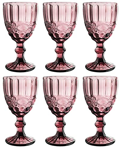 Vintage 6 Condivisione Set ROMA Bicchiere da vino Vetro Vetraio Bicchieri da vino Bicchiere per ghiaccio Bicchieri per acqua Bicchiere highball Brocca acqua - lilla