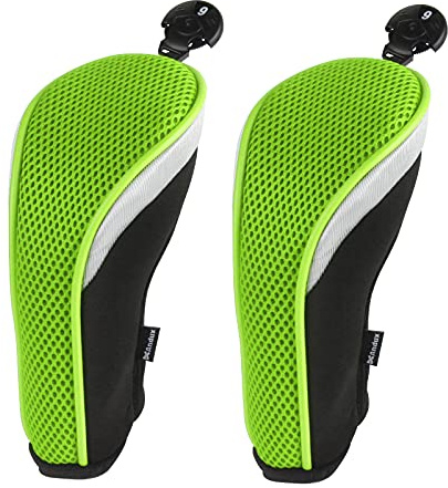 Andux Pack of 2 Mesh Golf Hybrid Club Head Covers w/No. Hang Tags | Coloured Piping | all the Same Size | Short Neck