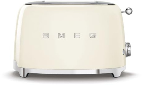 SMEG 2 Slice Toaster with 6 Presets and Defrost Function and Removable Crumb Tray (Cream)