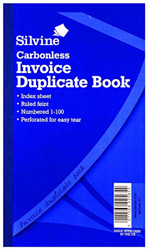 Silvine Kolfri duplikat memo bok – numrerad 1-100 med indexblad (210 x 127 mm) [paket med 6]