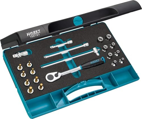 HAZET Werkzeug-Satz 1557/21, 3/8 Zoll (10 mm) Vierkant, Außen TORX Profil | Antrieb 3/8 Zoll (10 mm) Vierkant hohl, Abtrieb Außen TORX Profil, Innen TORX Profil, TIN beschichtet, Länge 355 mm, 2200 g