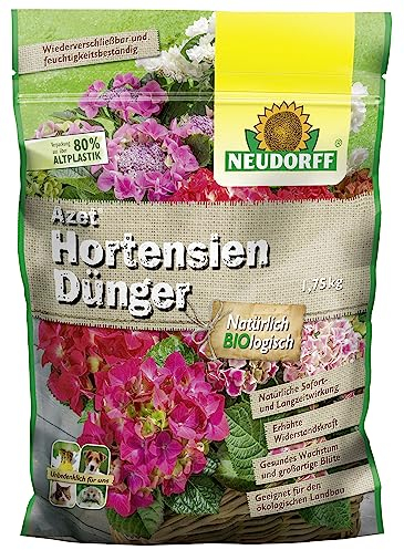 Neudorff Azet HortensienDünger 1,75 kg für farbintensive, prächtige Blüten im Garten sowie Kübeln vor der Haustür, Terrasse oder Balkon