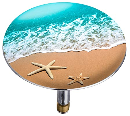 WENKO Badewannenstöpsel Pluggy® XXL by The sea - Abfluss-Stopfen, für alle handelsüblichen Abflüsse, Kunststoff, 7.5 x 6 x 7.5 cm, Mehrfarbig