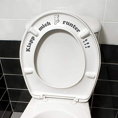 WANDKINGS Toilettenaufkleber Klapp Mich runter!!! 16 x 32 cm - Dunkelgrau - 35 Farben zur Wahl