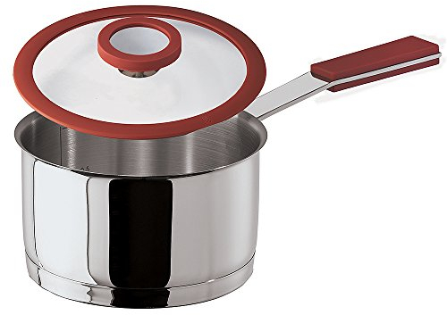 Sambonet 12 O'Clock Casseruola Alta 1 Manico, con Coperchio, Acciaio Inossidabile, Rosso, 14, 14 x 14 x 8 cm, 2 unità