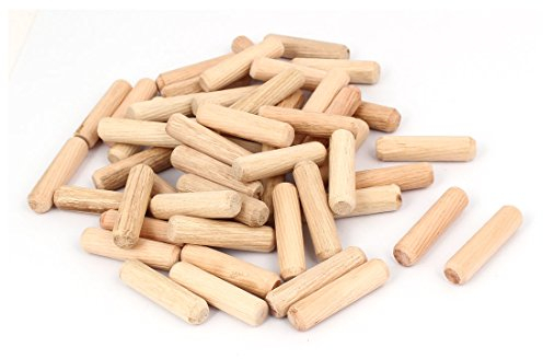 sourcing map 9.8mm x 40mm Bois Goupille Rond Cannelé Bois Artisanat Goupilles 50PCS