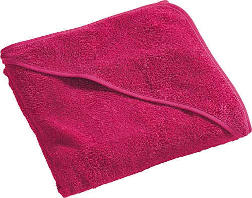 Erwin Müller Kinder-Kapuzenbadetuch, Kapuzenhandtuch Uni Frottier Fuchsia Größe 140x140 cm - weich, flauschig, saugstark, 100% Baumwolle