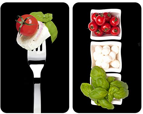 Wenko Placas Cobertoras de Vidrio Universales Caprese, Juego de 2 Piezas para Todos los Tipos de Cocinas, Vidrio Endurecido, 30 x 2 - 6 x 52 cm, Color Multicolor