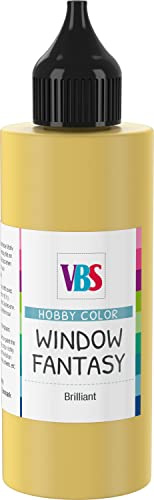 VBS Window Fantasy 85 ml Windowcolor lichecht speichelecht wasserfest wasserverdünnbar auf Wasserbasis ganzjährig 85 ml Gold