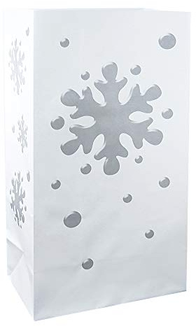 LumaBase Paper Luminaria Bags, Snowflake - Set of 24
