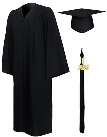 GraduationMall Graduation Gown and Cap for Adults 2026 Year Charm Unisex Matte University Bachelor High School 12Colors