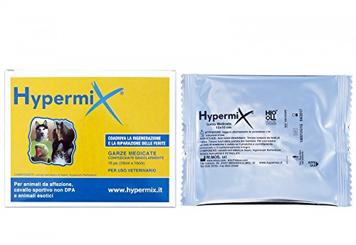 Hypermix - Garze Medicate, 10 x 10 cm, con veterinario, 15 pezzi