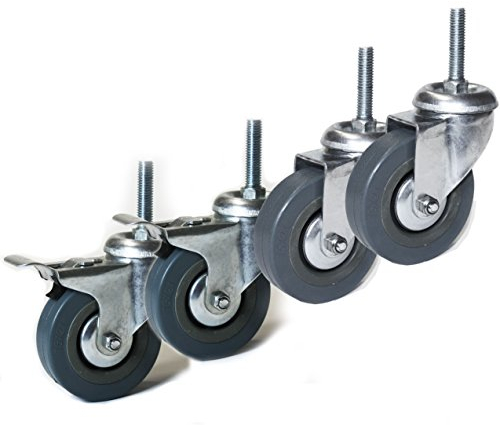 GERSO Lenkrolle 75mm mit Gewinde M10x20mm Set Möbelrollen 2x mit und 2x ohne Bremse