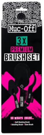 Muc-Off 220 3-delad premium borstsats – inkluderar 3 x cykelrengöringsborstar med hållbara nylonborst och ergonomiska gummerade handtag för att minimera påverkan