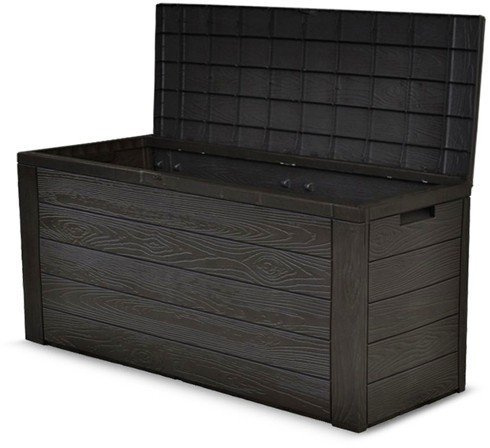 JELENIA PLAST Gartenkissenbox Woody Gartentruhe Auflagenbox Kissenbox Aufbewahrungsbox Truhe | Jelenia Plast, Aufbewahrungsbox, Gartenmöbel, wetterfest, Balkon, Terrasse, Deckel, robust, Stauraum, langlebig
